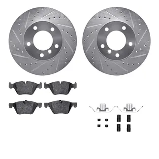 R1 Concepts WGYH1-31082 eLINE Rotor - Drilled & Slotted - Silver W/ Semi-Met Pads